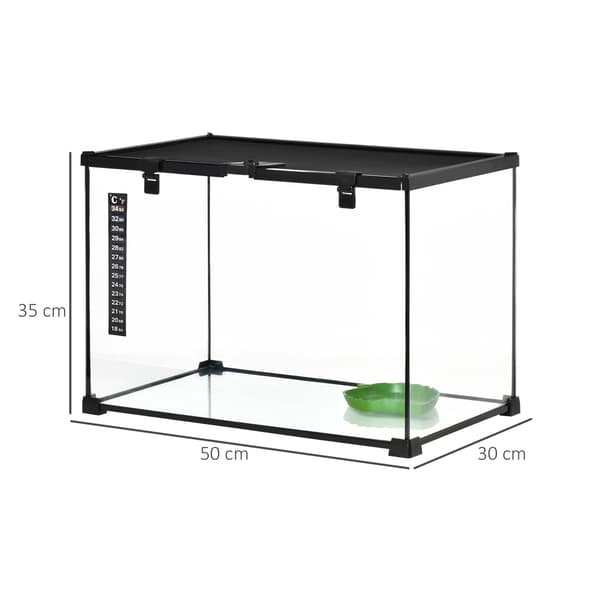 Glas Terrarium med Termometer 50x30x35 cm