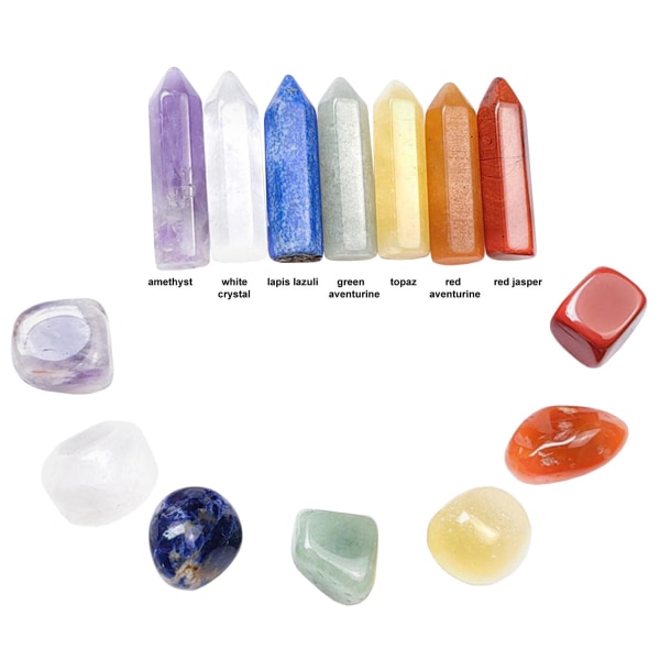 Set med Chakrastenar och Kristallspetsar multifärg