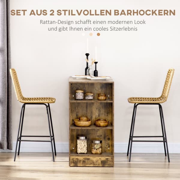 Gul Boho barstole med ryglæn sæt 2