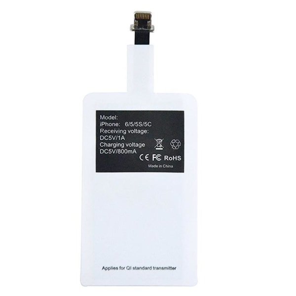 Qi Adapter - Trådløs Modtager for Oplading til iPhone - Hvid White