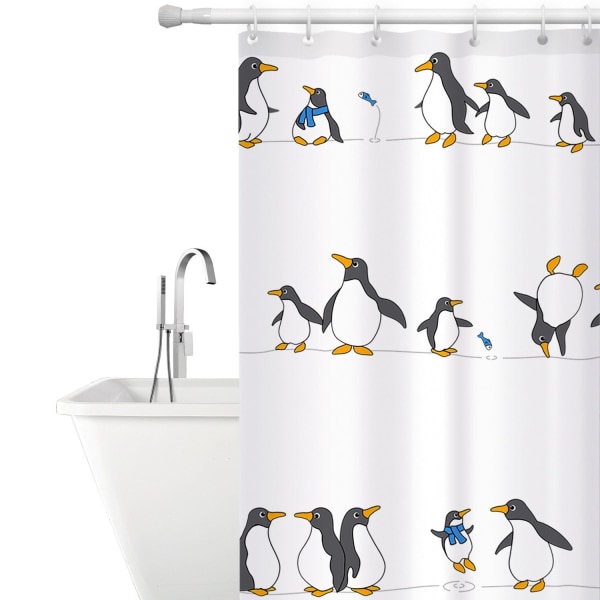 Badeforhæng med pingviner - 180 x 180 cm White