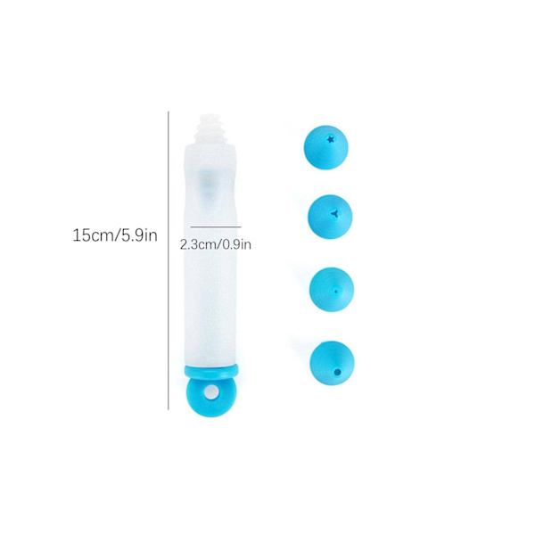 Dekoration pen til kager - 4 dyser Blue