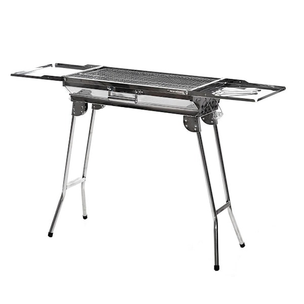 Portabel Kolgrill - Hopfällbar - Rostfritt Stål Silver