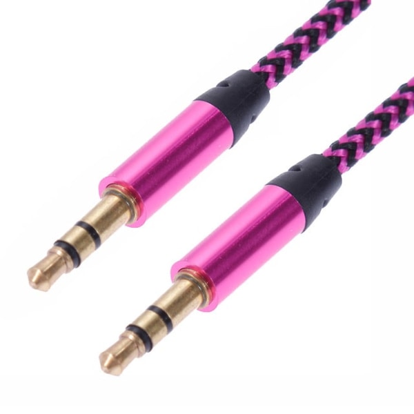 1 m vævet 3,5 mm AUX-kabel - Pink Pink