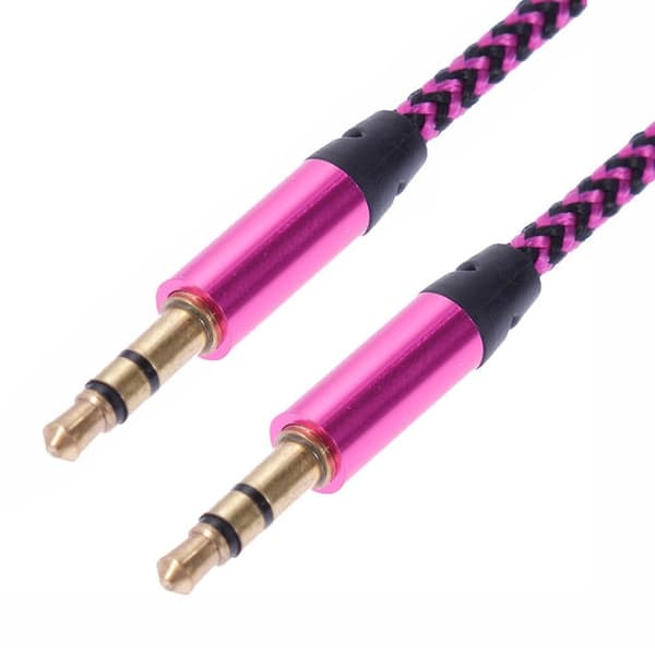 1m Vävd 3.5mm Aux Kabel - Rosa Rosa