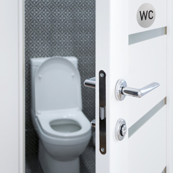 set med 4 självhäftande WC-skyltar
