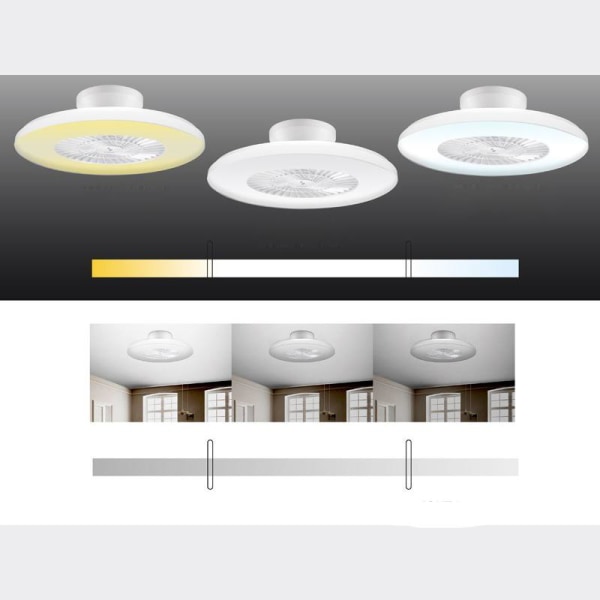 Loftsventilator med LED lys i 3 farver White