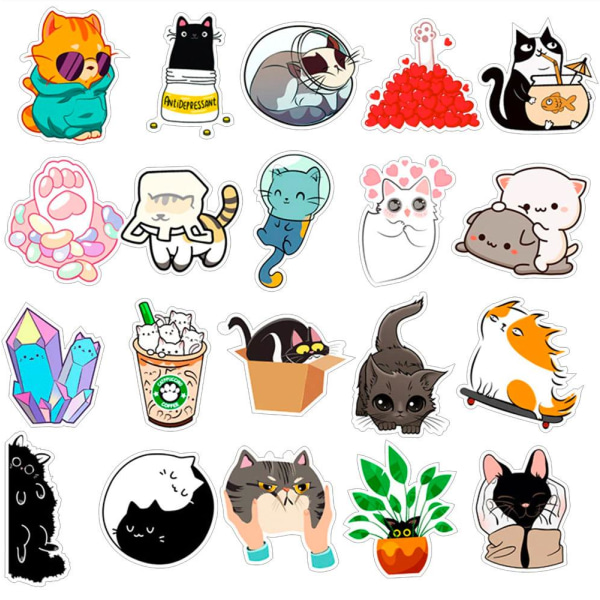 Pack med Klistermärken - Tecknade Katter multifärg