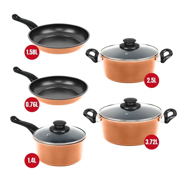 Nonstick kogegrej i kobber - 8 dele Orange