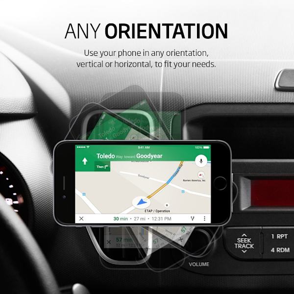 Air Vent Mount - Magnetisk Mobilhållare för alla Telefoner Svart