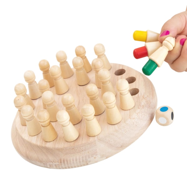 Memory Chess i trä multifärg