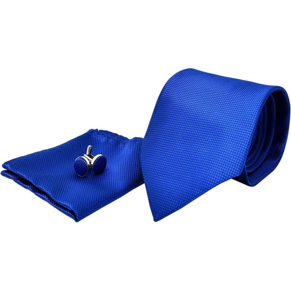 Kostume Tilbehør | Slips + Lommetørklæde + Manchetknapper - Blå Multicolor one size