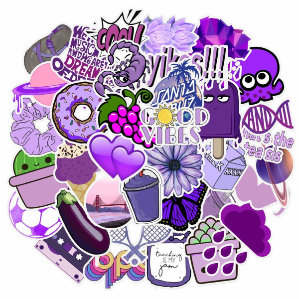 50x Klistermærker og Dekaler - VSCO Purple Multicolor