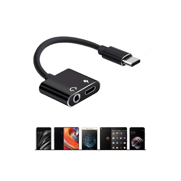 USB-C Adapter / Splitter USB-C & AUX port Black