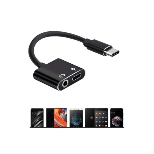 USB-C Adapter / Splitter USB-C & AUX port Svart