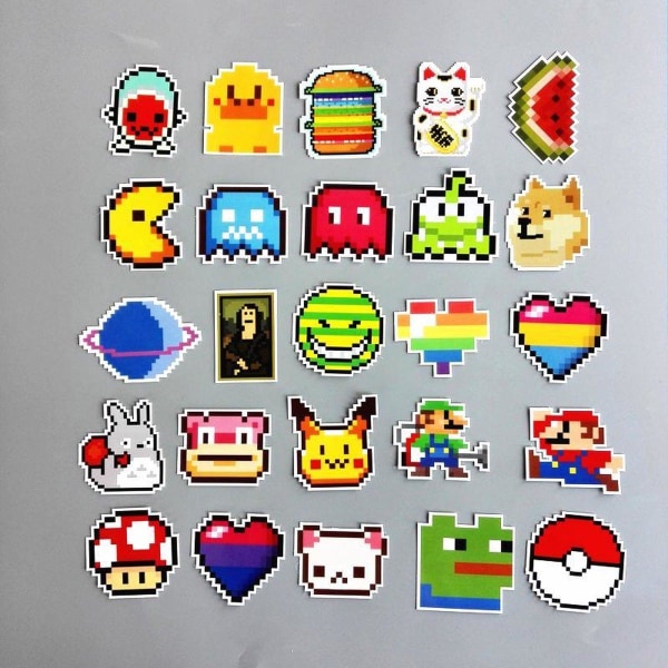 25x Klistermärken - Pixelfigurer multifärg