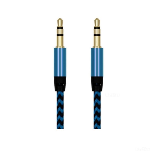 1 m vævet 3,5 mm AUX-kabel - Blå Blue