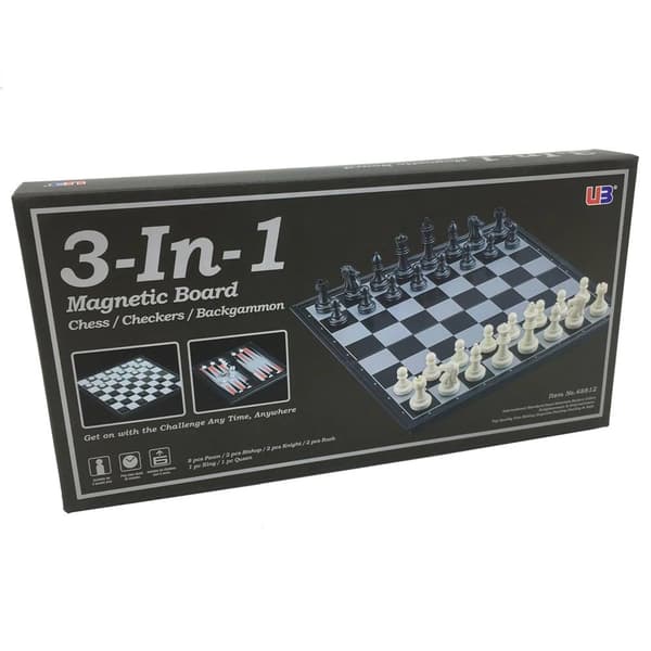 3-i-1-Spilsæt, Skak - Backgammon - Dam Multicolor