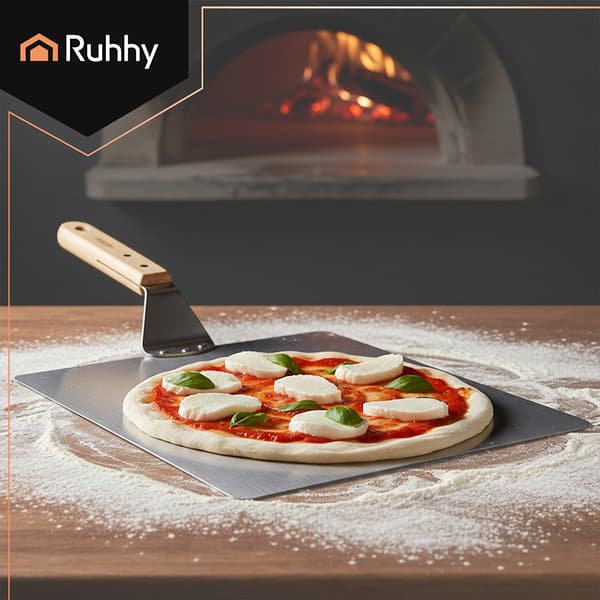 Pizzabricka med Ugnsvante - Rostfritt Stål Silver