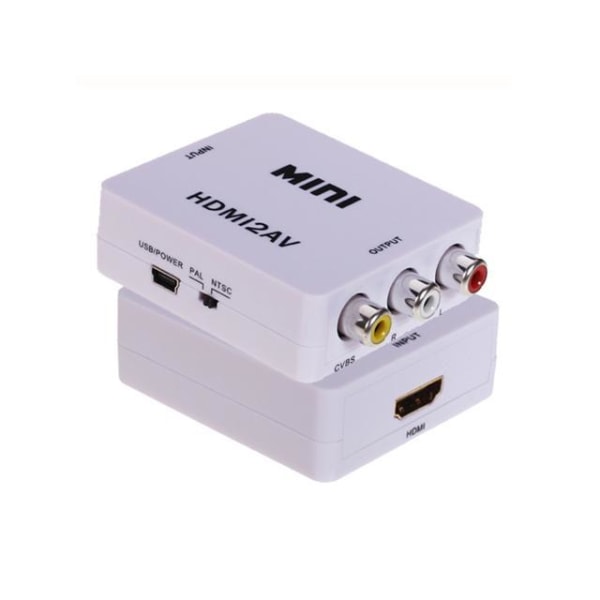 HDMI till AV Adapter - (3x RCA) NTSC / PAL Kompatibel - Vit Vit