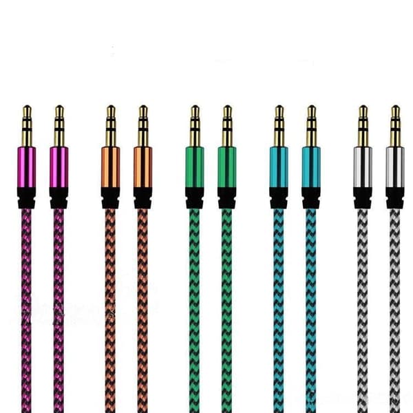 1m Vävd 3.5mm Aux Kabel - Rosa Rosa