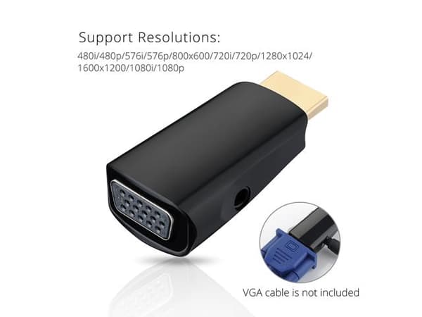 HDMI til VGA med Audio Input - Mini Black