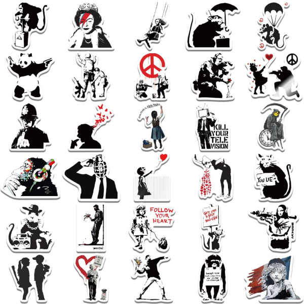 Klistermärken med Banksy-konst - 67 st multifärg