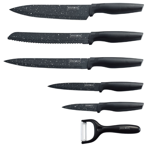 Non-Stick Knivsæt med Kartoffelskræler - Marmoroverflade Black
