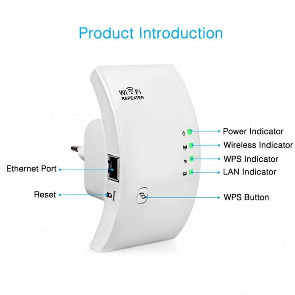 Trådløs Wi-Fi Repeater - Sort Black