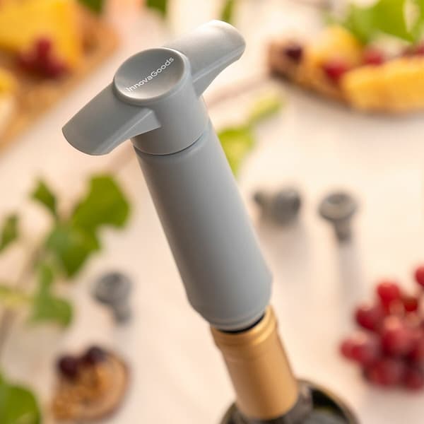 Vakuumpumpe til Vin med 4 Propper Grey