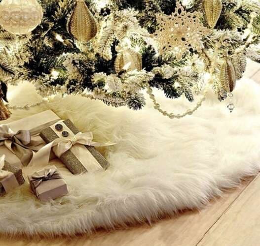 Rundt juletræstæppe 90cm Grå Uld