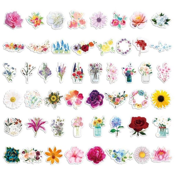 Klistermärken - Blandade Blommotiv - 50 st multifärg