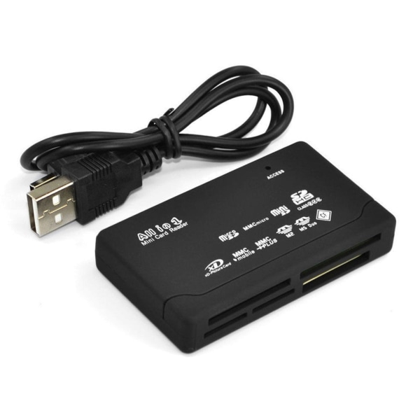 Universal USB Hukommelseskortlæser - Sort Black