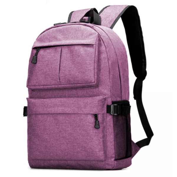 Slidstærk og stor rygsæk med USB-port - Lilla Purple