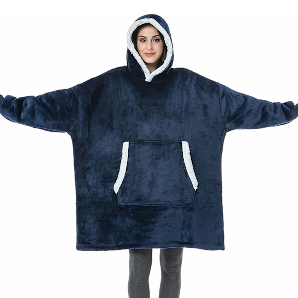 Mysig Hoodie, Oversize - Blå Blå one size