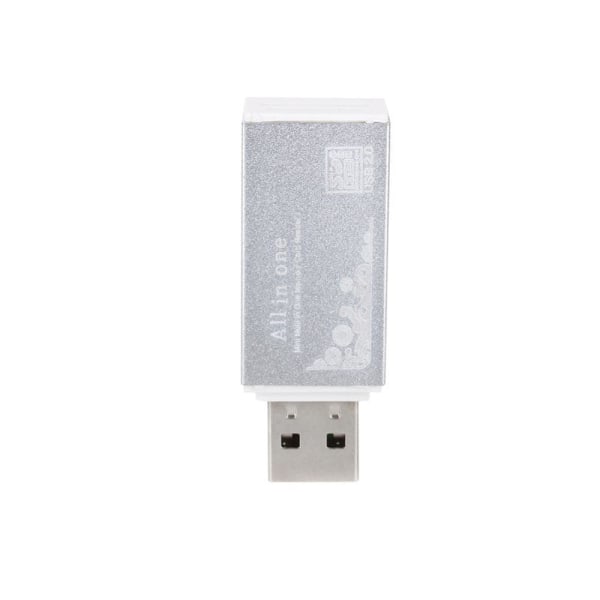 Kompakt USB-hukommelseskortlæser | 4 i 1 Silver