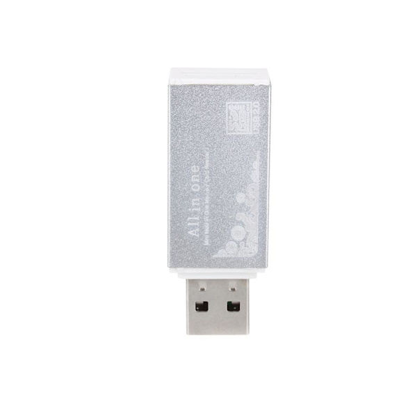 Kompakt USB Minneskortläsare | 4 i 1 Silver