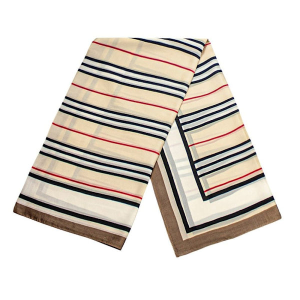 Randig scarf - Brun, Nr. 32 multifärg