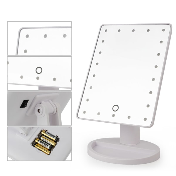 Sminkspegel med LED-lampor - Vit Vit