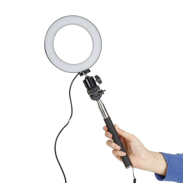 Selfie lampe / Ring light (20 cm) og stativ Black