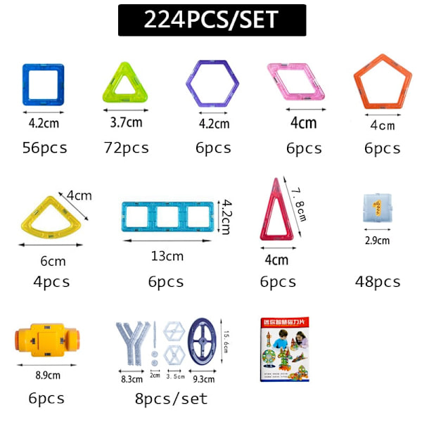 Rakennuspalikat leikkiin - Täydellinen lahja lapsille (224 kpl) Multicolor
