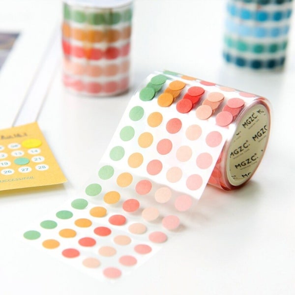 Rul med klistermærker - prikker i forskellige farver Multicolor