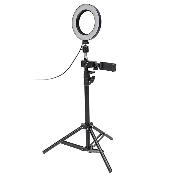 Selfie lampa / Ring light (17 cm) och stativ Svart