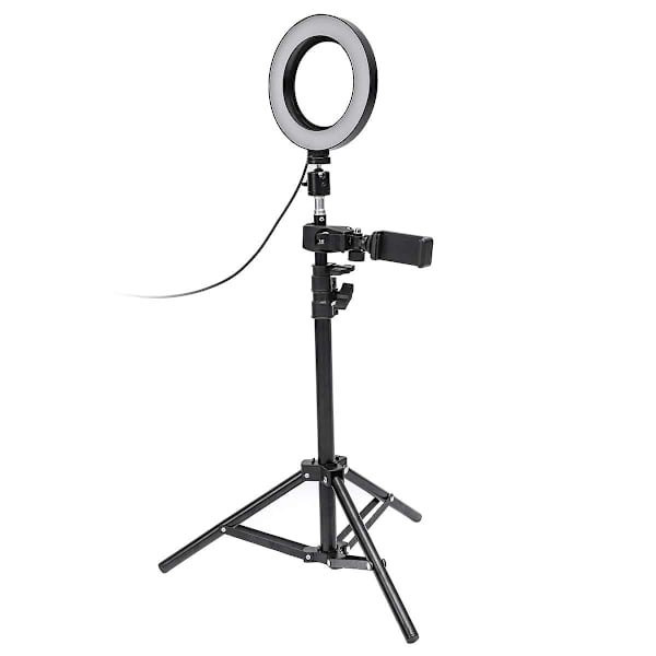 Selfie lampe / Ring light (17 cm) og stativ Black