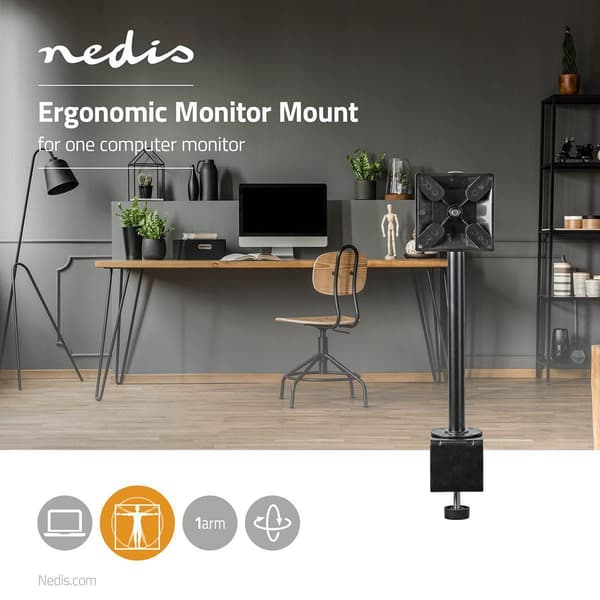 Ergonomisk skærmstativ, Nedis Black