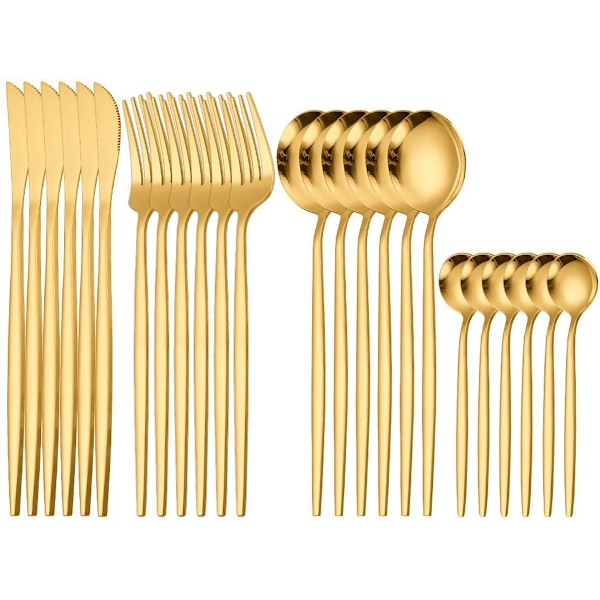 24-osainen kultainen ruokailuväline Gold