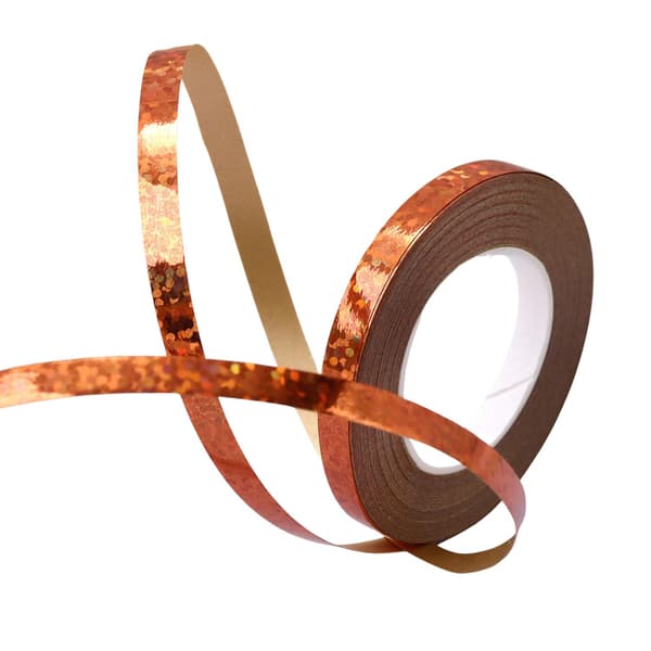 Glittrande Dekorationsband - Orange - 10 Meter Guld