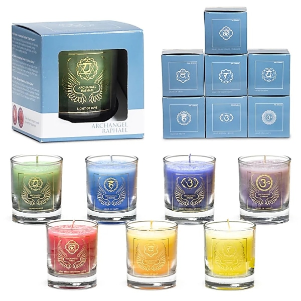 7 Chakra tuoksukynttilää, joissa on luonnollisia essenssejä Multicolor