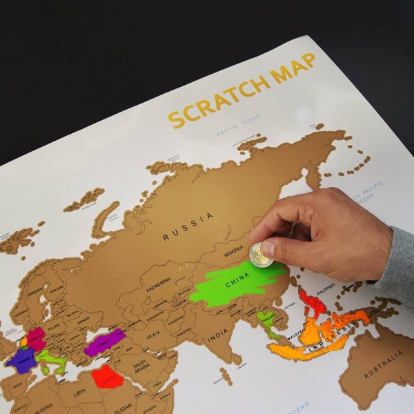 Scratch Map - Skrapbar Världskarta multifärg 1396 | multifärg | 201