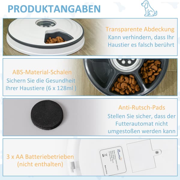 Programmerbar Husdjursmatare 6 Fack LED Timer